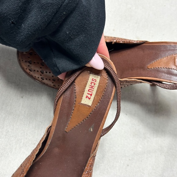 Schultz Women’s Size 8 Brown Leather Slingback Heels B - Picture 6 of 6